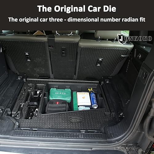 Miniatura 3 de YIWANG Organizador de cesta de almacenamiento para maletero de automóvil de aleación de aluminio negro para Land Rover Defender 110 2020-2023