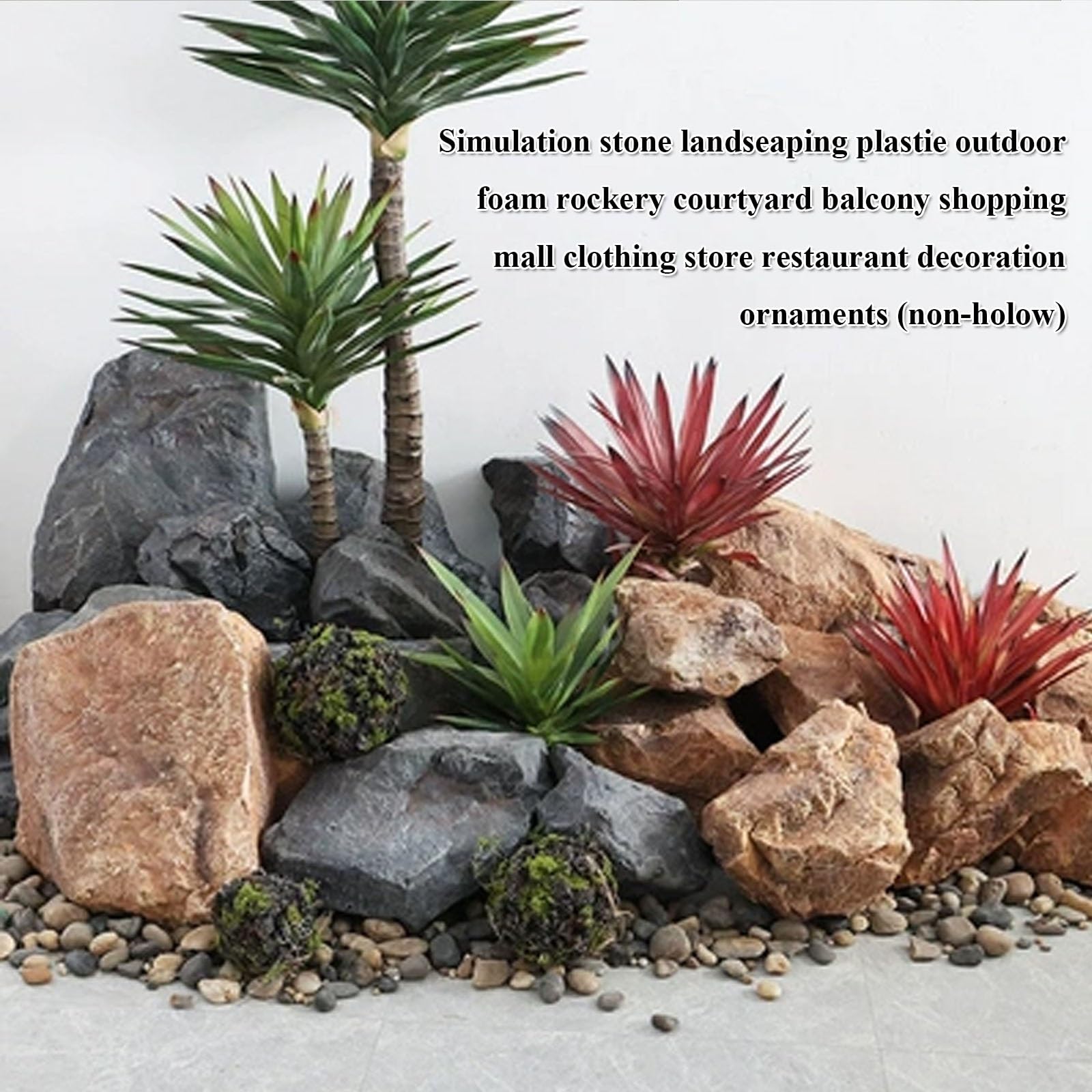 Rocce artificiali per paesaggi non cave, in schiuma di poliuretano per decorare cortile, giardino, pietre decorative per mimetizzazione esterna, confezione da 6