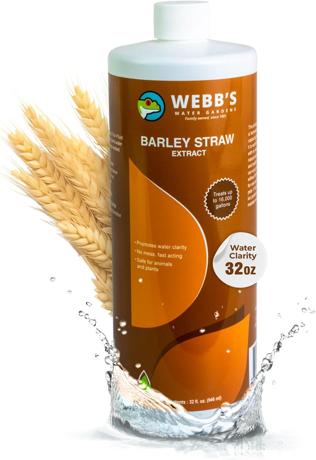 Webb's Water Gardens Barley Straw Extract for Koi Fish Pond - 1 Gallon - All Natural Barley Extract for Ponds to Maintain Clear, Healthy Water in Fish and Natural Ponds