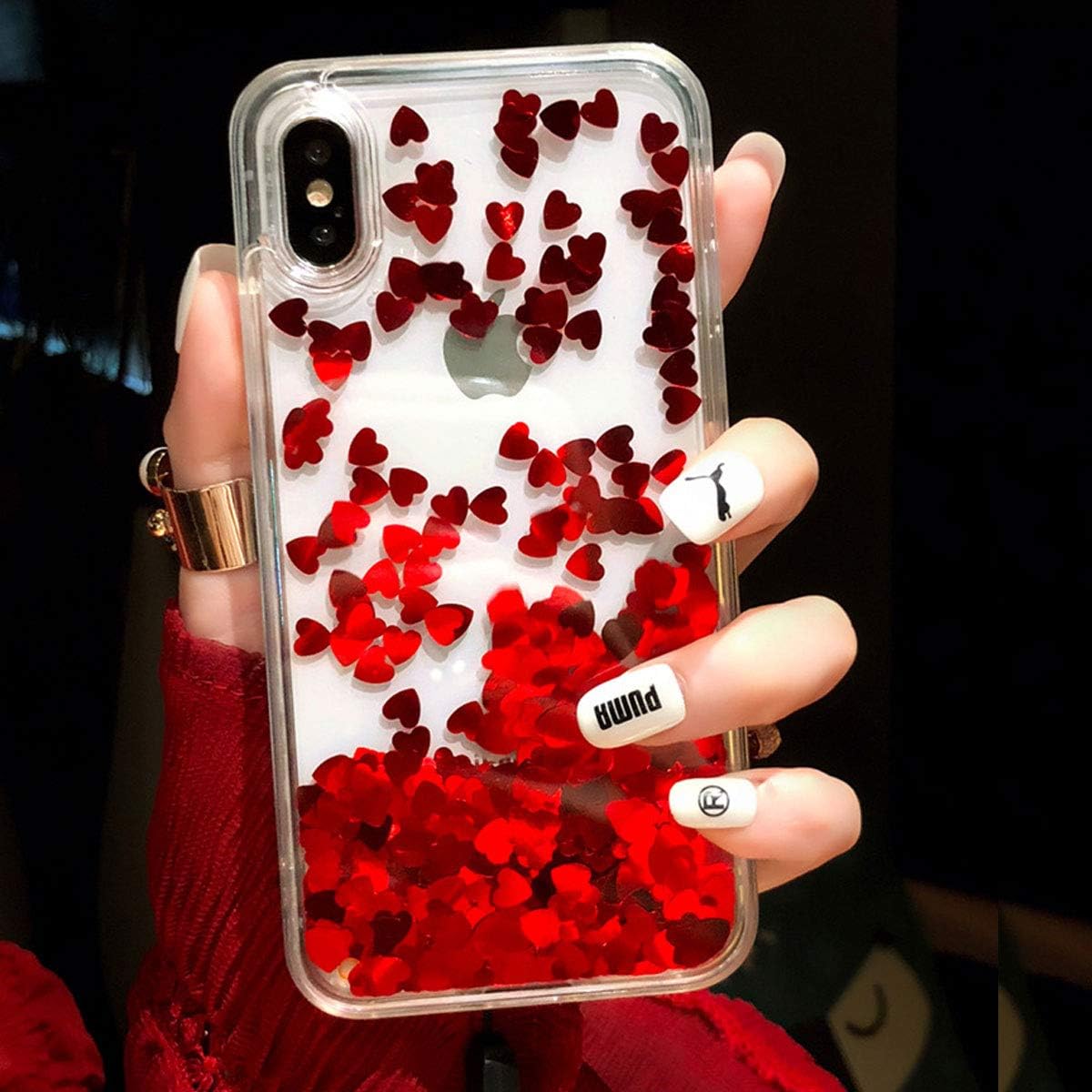 Casa iPhone Xs Max Bling Casa, Glitter Liquid Bling Floating Bling Sparkle Luxury Pretty Girls Crystal Clear Case for Apple iPhone Xs Max (Red)