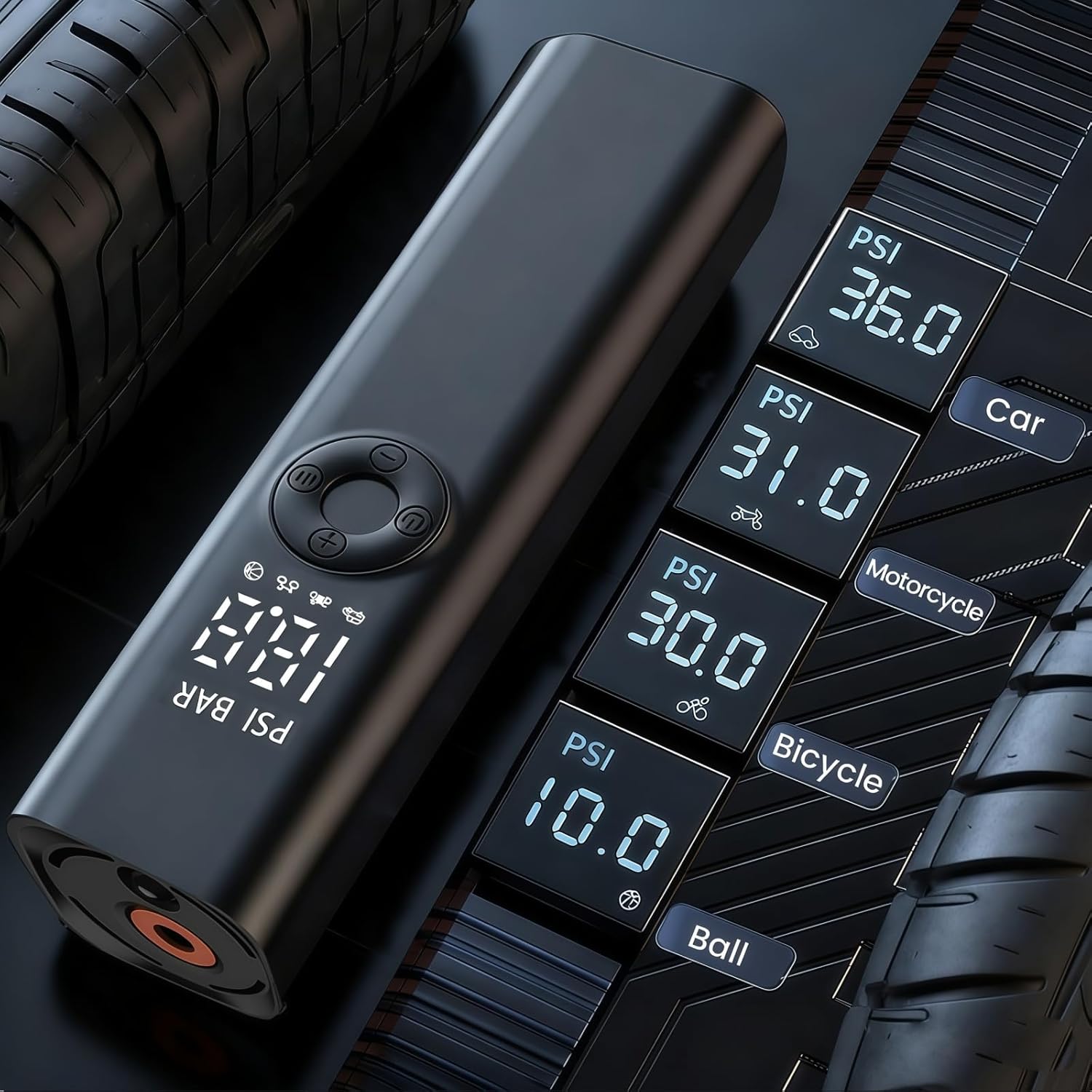 Mini Tire Inflator Portable Air Compressor, 150PSI 12V DC Corded Car Tire Pump, Batteryless Electric Air Pump with Digital Pressure Gauge, Auto Shut-Off, LED Light for Car, Motorcycle, Bicycle