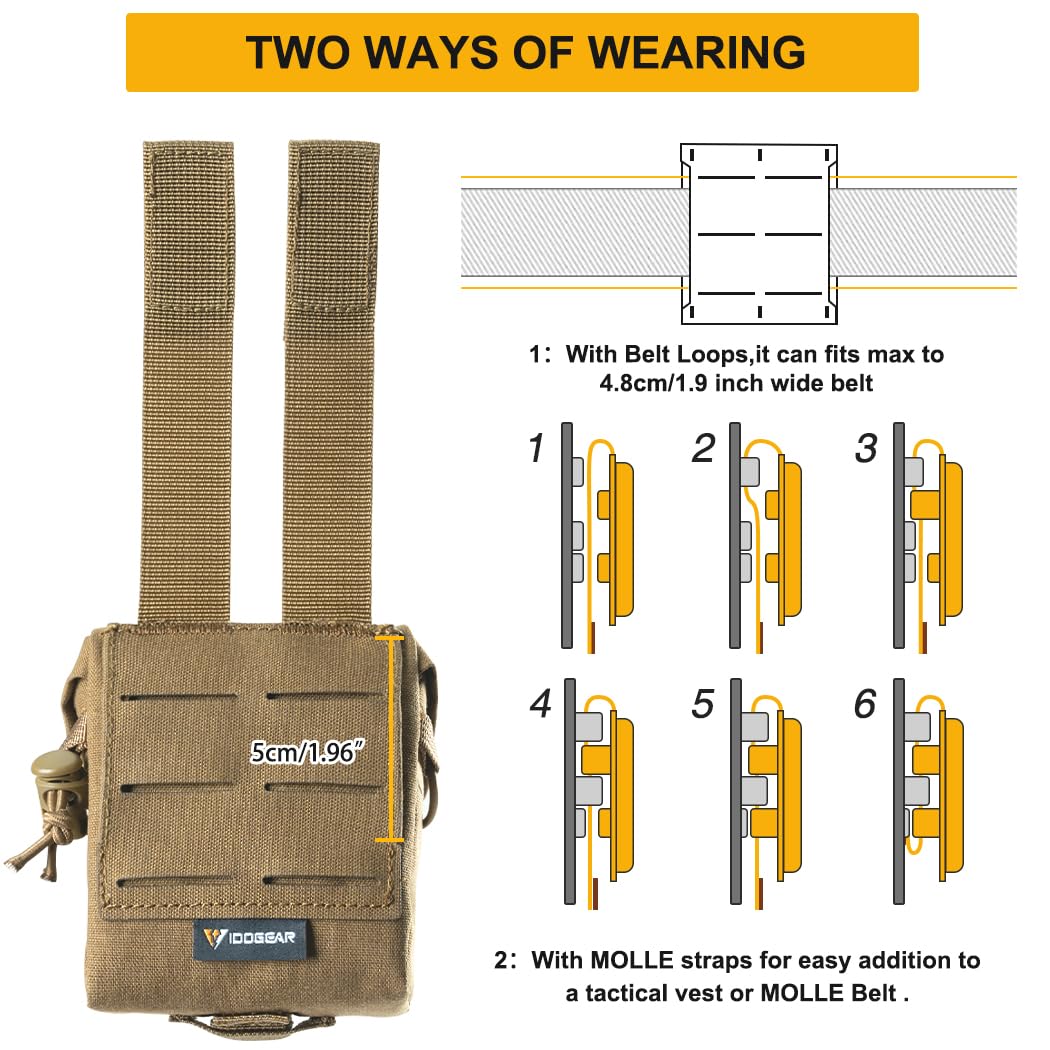 IDOGEAR Pochette de Grenades Tactiques Molle Pochette d'outils Ultility EDC Mini Sac de Rangement à la Taille avec Fonction Ajustable(Coyote Brown)