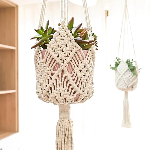 Hanging Planter with Patterns,2Packs Macrame Plant Hangers Indoor Macrame for