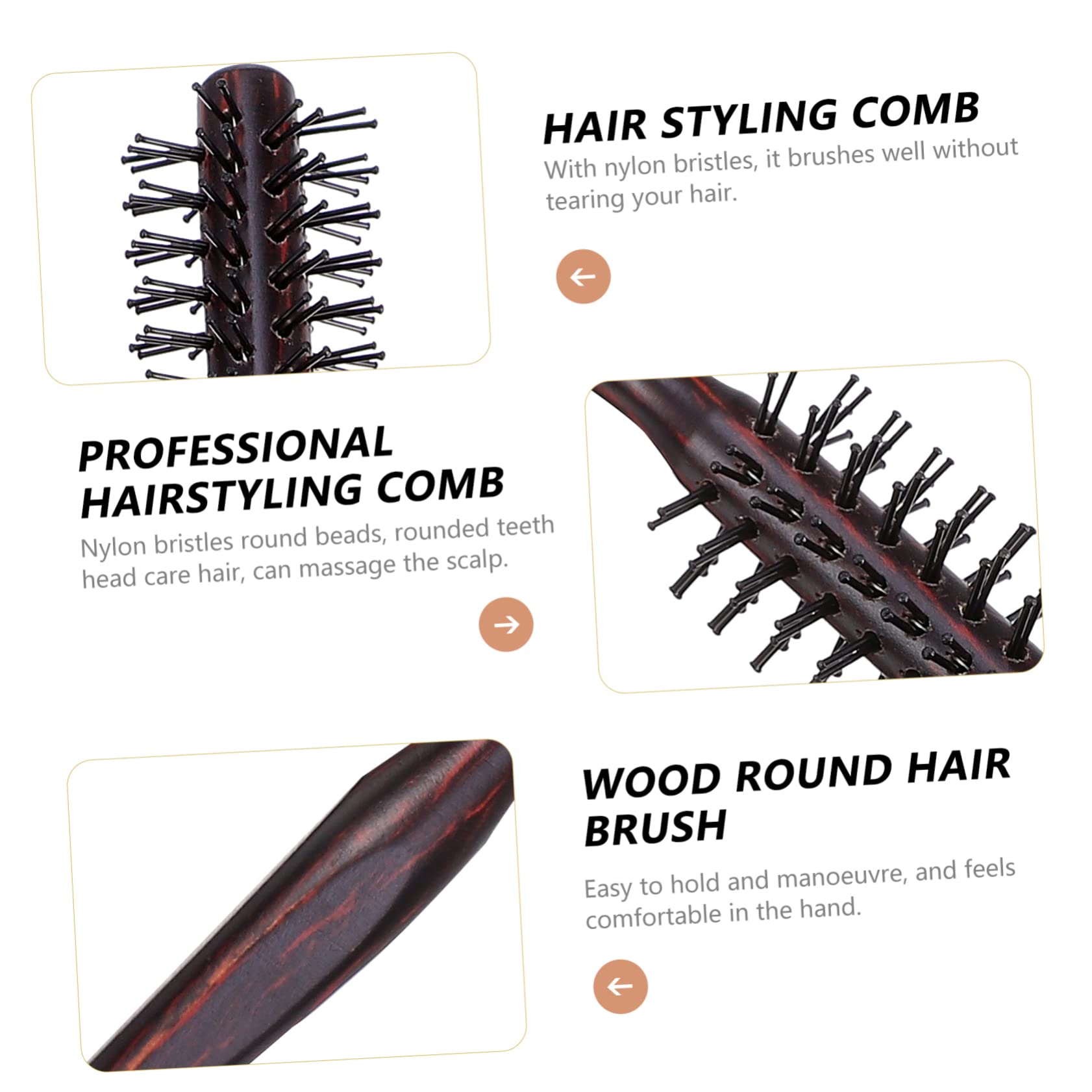Didiseaon 2 Juegos de Peines de Peluquería de Madera Cepillos para El Pelo Rodillos Rizados Alta Elasticidad sin Tirones Cepillos Transpirables para Peinar para Mujeres 3 Piezas