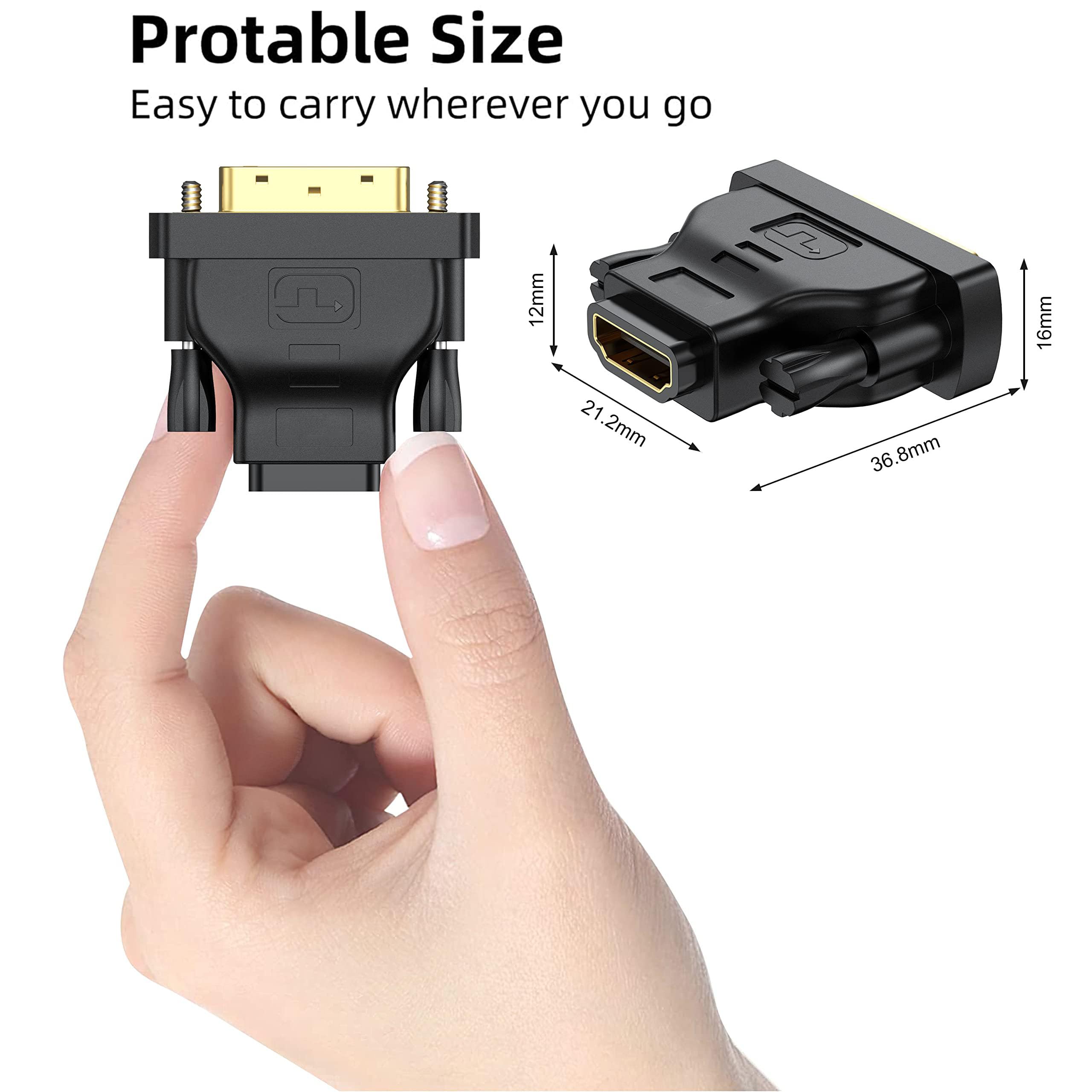 Lot de 10 adaptateurs DVI vers HDMI, bidirectionnel femelle vers DVI-D (24+1) mâle avec plaqué or pour ordinateur, moniteur, projecteur, TV, PS3/4/5, Nintendo Switch et plus encore