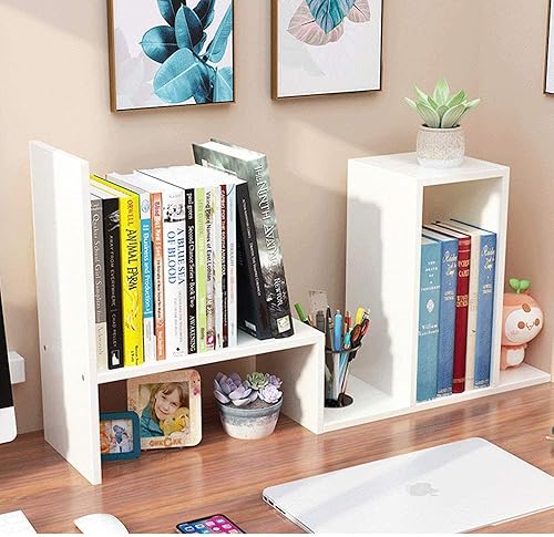 Miniatura 6 de Aleiodvn Estantería de escritorio de madera expandible, organizador de escritorio, estante de almacenamiento de oficina, estante de exhibición de