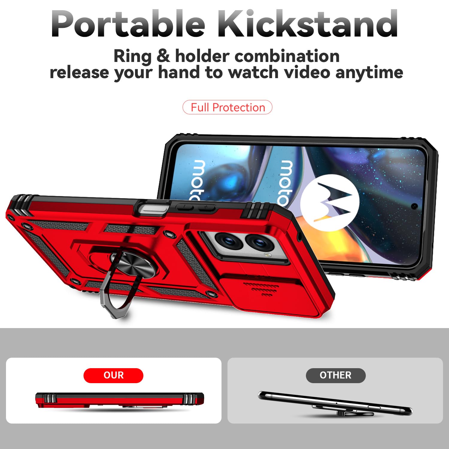 Weycolor For Moto G Power 5G 2024 Case With Camera Lens Cover HD Screen Protector, 10 FT Military Grade Drop Protection, Magnetic Ring Holder Kickstand Protective Phone Case, Ice Green - View #14