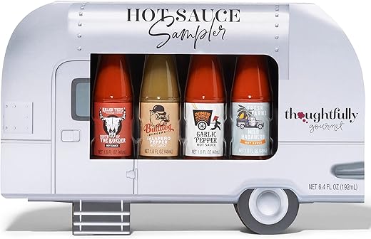 Idées Cadeaux de Dernières Minutes Pour La Fête Des Pères 26 Thoughtfully Gourmet, Set de 4 sauces piquantes au piment savoureux Coffret Cadeau,...