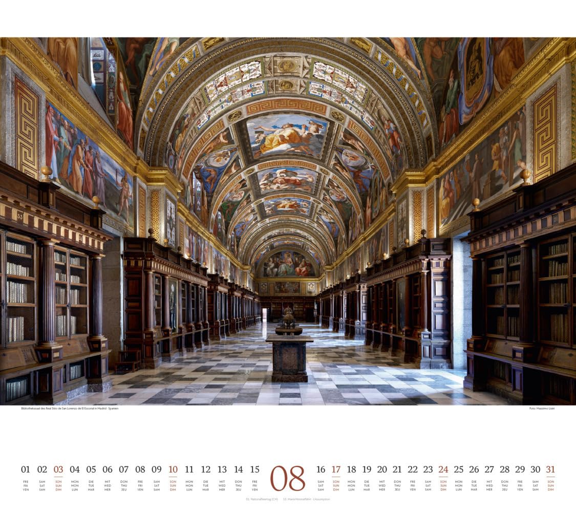 Welt der Bücher Kalender 2025, Wandkalender im Querformat (54x48 cm) - Mit den eindrucksvollsten Bibliotheken und Büchereien der Welt