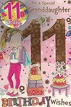 GRANDDAUGHTER AGE 11 ELEVEN BIRTHDAY CARD WITH BADGE**9 X 6 INCHES**1ST CLASS POST**AE6**