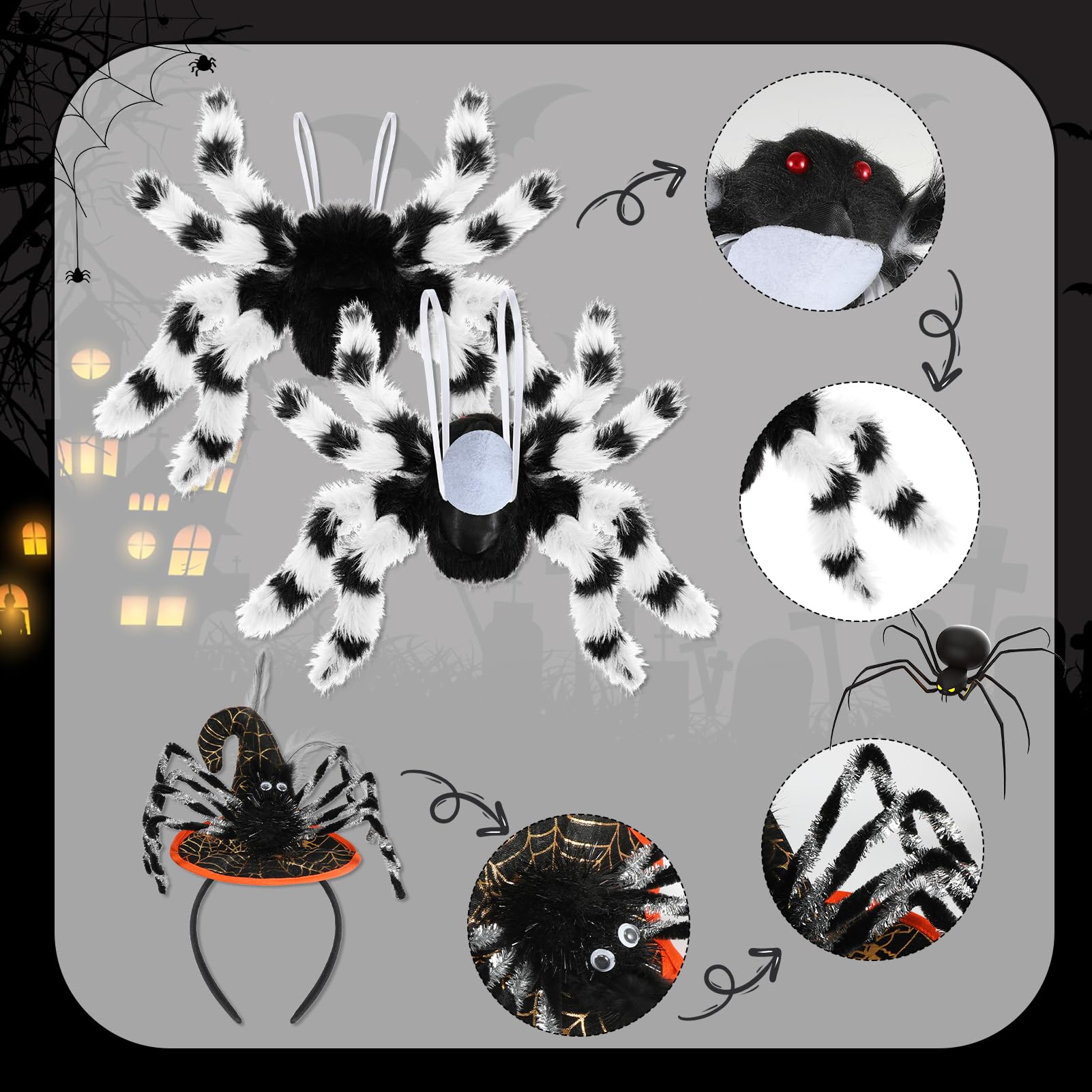 Hifot Spider Costume for Kids - Spider Wings Tutu Skirt, Spiderweb Headband Set - Girls Halloween Costume & Cosplay Party - Image 3