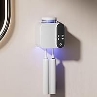 Vista 7 de Soporte para cepillos de dientes montado en la pared, soporte eléctrico para cepillos de dientes con secado y limpieza inteligente, soporte