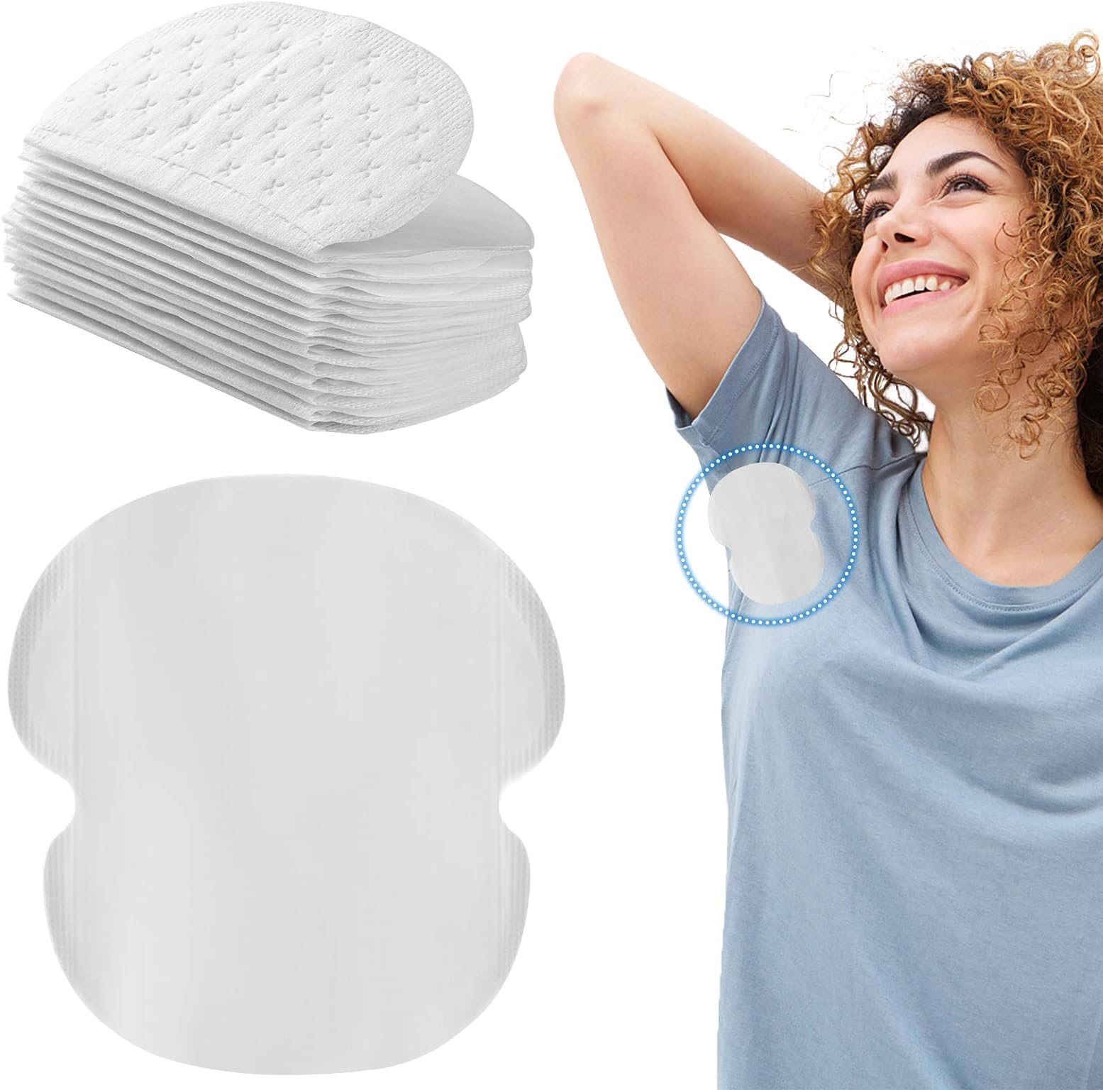 Underarm Sweat Pads for Women and Men Fight Hyperhidrosis [100 Pack], Armpit Sweat Pads Comfortable Unflavored, Non Visible, Extra Adhesive, Disposable, Sweat Free Armpit Protection