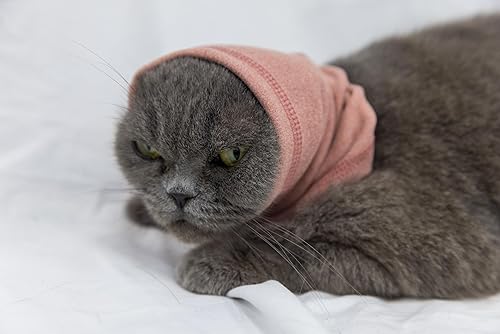 Vista 137 de Cat Head Cover Noise Protection When it Grooming Hematoma Ear Wrap for Cats Wine+Purple S