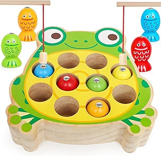 Wooden Fishing Games for Kids 3+,Montessori Magnetic Toys Early Fine Motor Skills Learning Color Sorting & Hand-Eye Coordination Magnet Game Easter Basket Stuffers for Toddlers Boys Grils