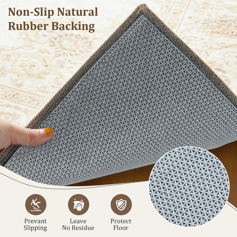 2x3 Ft Non Slip Rug Pad, Dual Surface Felt and Rubber Gripper Backing, 1/4 inch Thick Carpet Liner for Hardwood Floors, Under Area Rug Protective Cushioned Pads, Keep Rugs Safe and in Place