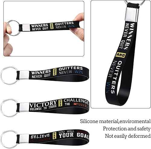 Miniatura 3 de Hicarer 24 llaveros de silicona para voleibol, con citas motivacionales, para fiestas deportivas, regalos de voleibol, Negro -