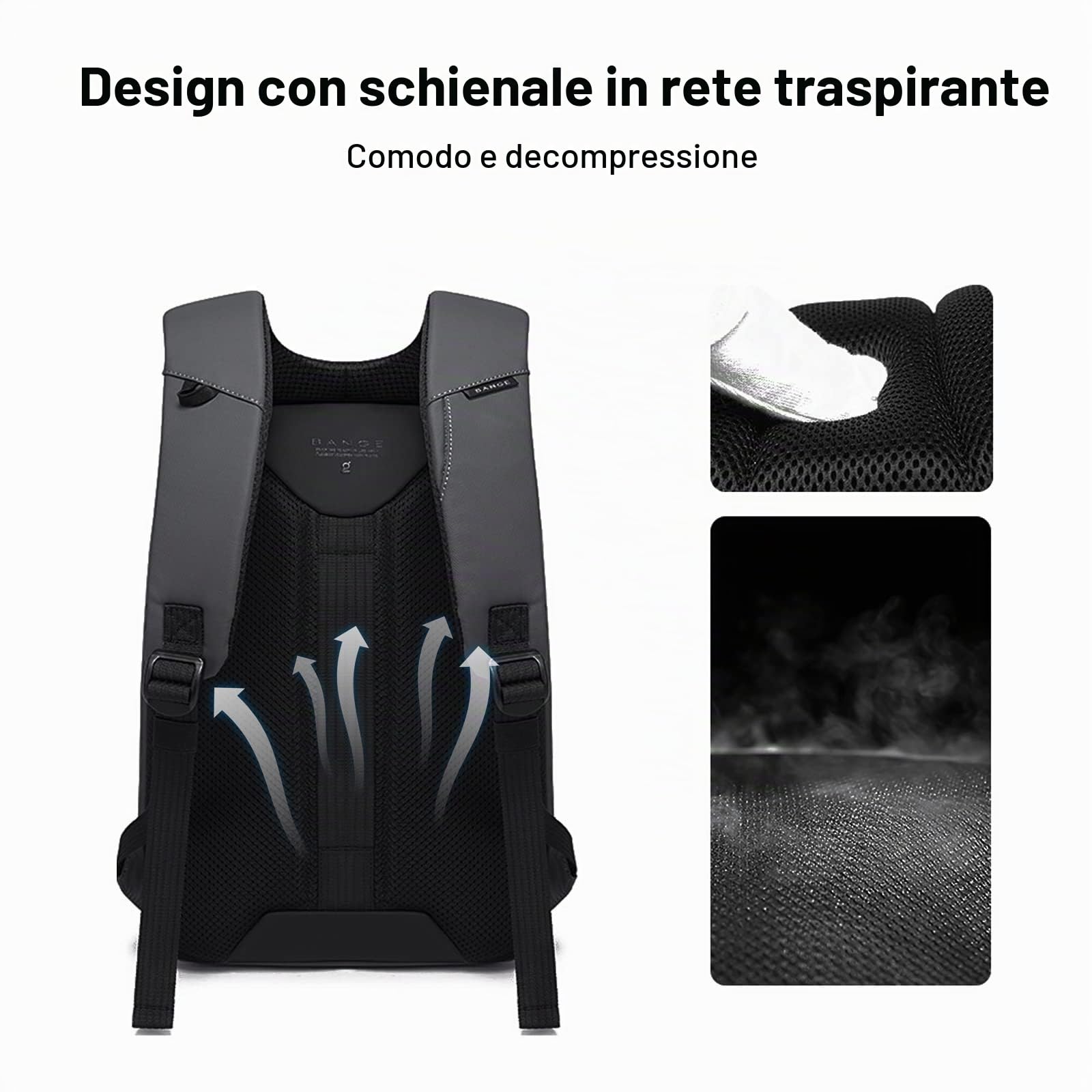 FANDARE Antifurto Zainetto Scuola con Porta USB Zaino per 15.6 Pollici PC Portatile da Uomo Donna Borsa Daypacks per Business Viaggio Lavoro Impermeabile Nero