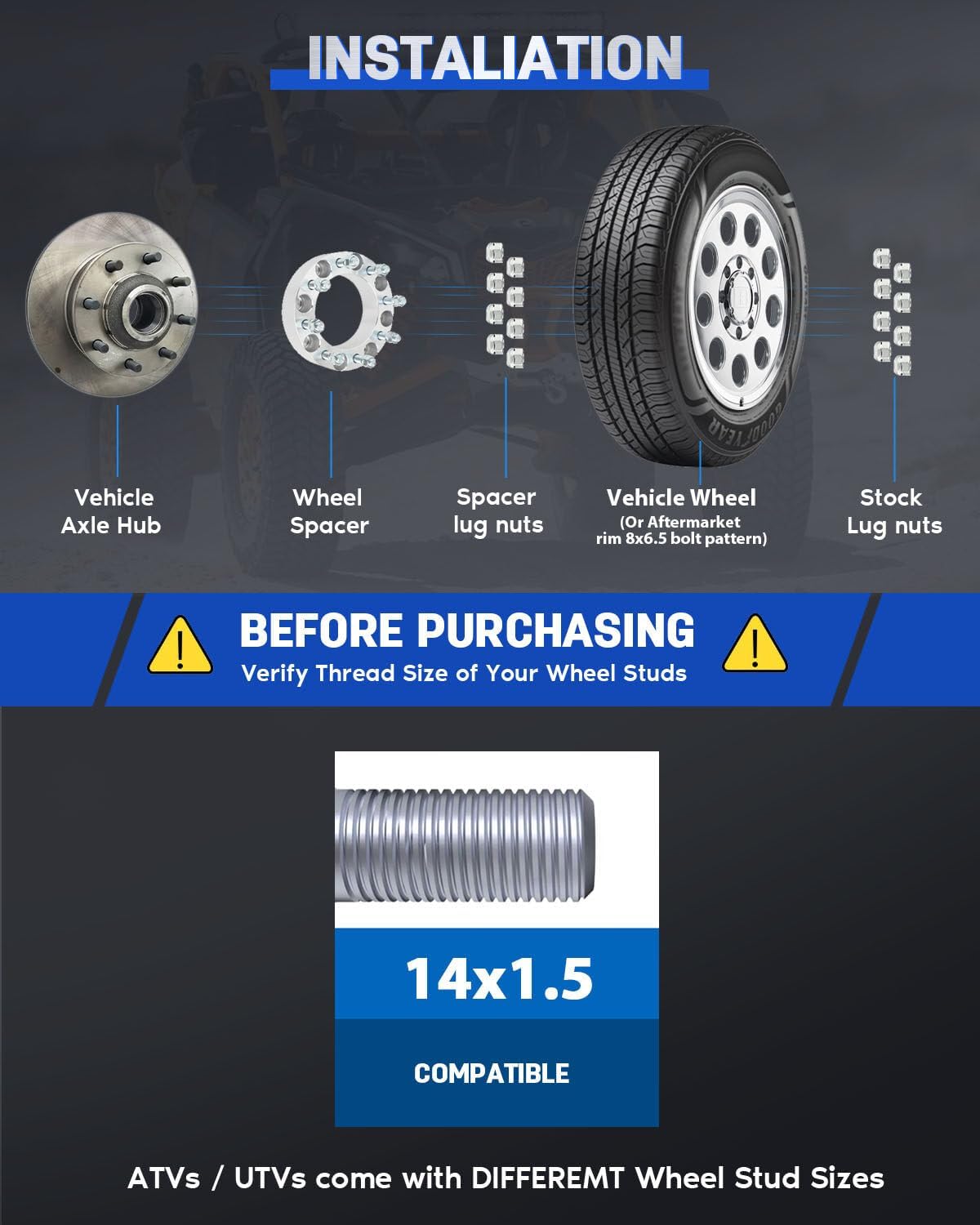 ECCPP 2PCS change bolt pattern from 8x170 to 8x6.5 Wheel Adapters Conversion 2IN for F-250 2003-2009 for F-350 2003-2009 2011-2016 for F-350 Super Duty 2003-2022(NOT FIT Stock Rims Only 8x6.5 Wheels)