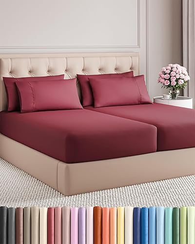 Miniatura 133 de Juego de sábanas Split King de 7 piezas - Incluye 4 fundas de almohada - Sábanas Split King - Ropa de cama de hotel de lujo suave - Refrescante