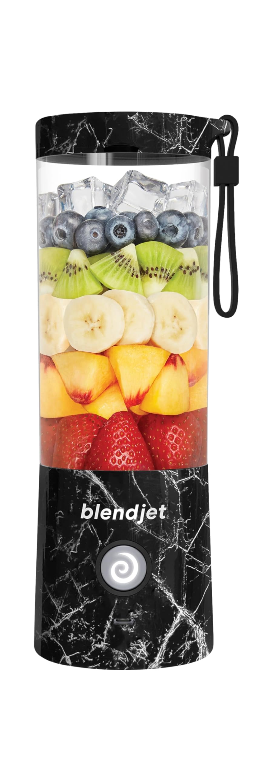 BlendJet 2 Portable Blender| World's Most Powerful 16Oz @22,000 RPM, 6 Stainless Steel Blades, Ice Crasher, USB-C Charging, Leak Proof, Self Cleaning, Safety Features, BPA Free - Black Marble Print