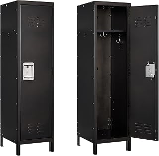 Metal Locker with Lockable Door, Industrial Steel Storage Lockers for Employees - 55.1" Vintage Locker Storage Cabinets for School, Gym, Home, Office, Garage, Assembly Required