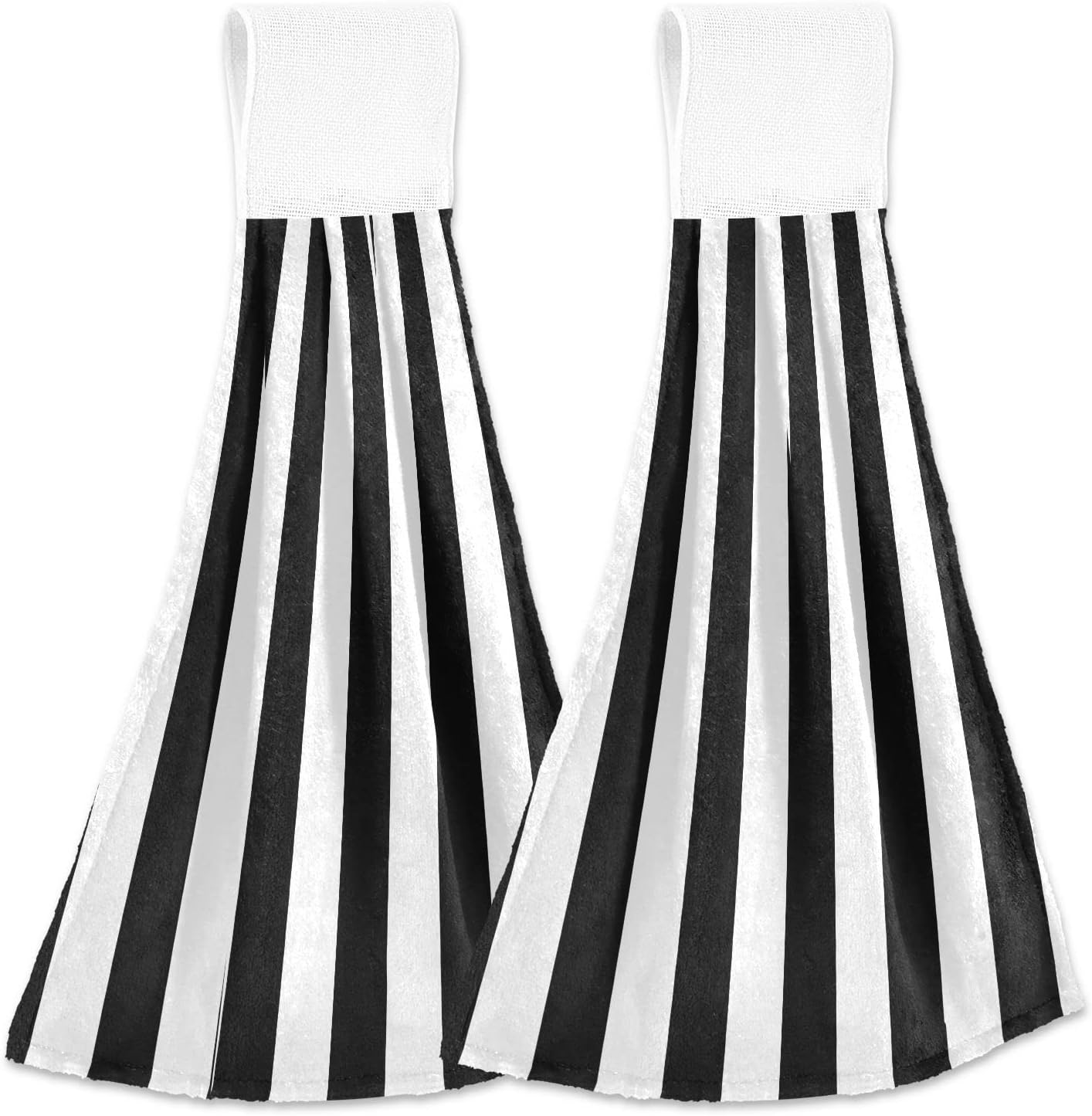 Amazon.com: JSTEL Black White Stripe Kitchen Hand Towels with Hanging ...