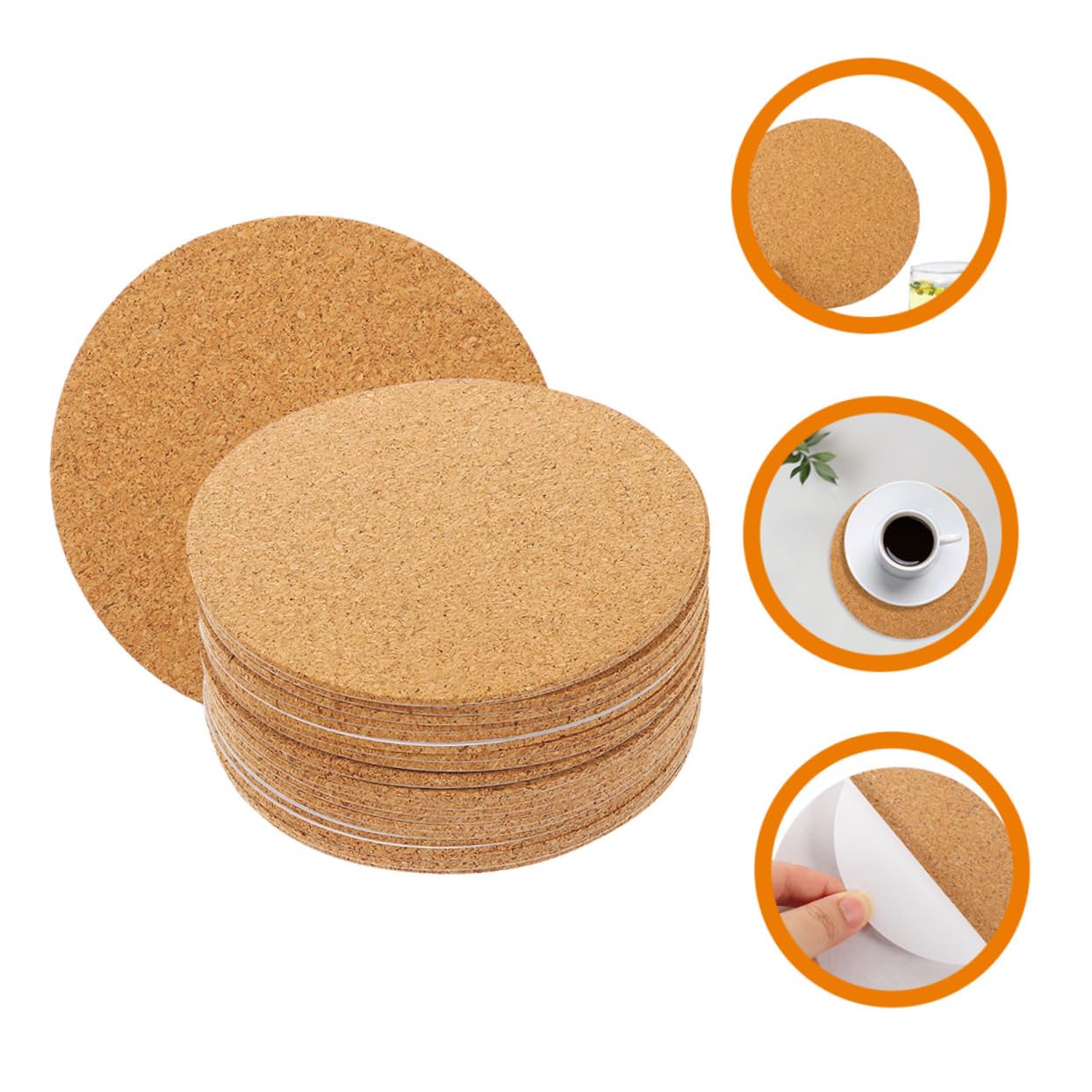 Operitacx Posavasos Redondos De Corcho Reutilizables Autoadhesivos Antideslizantes para Hogar Y Oficina Mantiene Mesas Y Elegantes 24 Piezas X 4