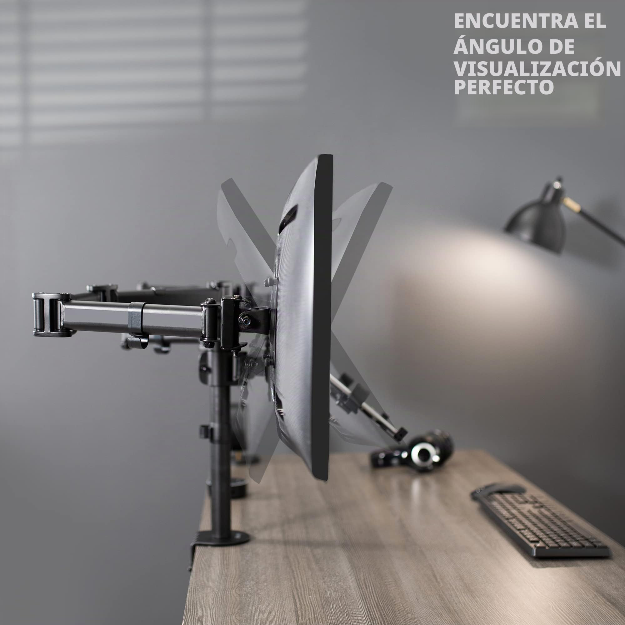 Vivo Soporte Dual para Monitor + portátil para Pantallas de 13 a 27 Pulgadas y portátiles de 10 a 15.6 Pulgadas, visualización de Pantalla Triple, Brazos articulados, Negro, STAND-V013L