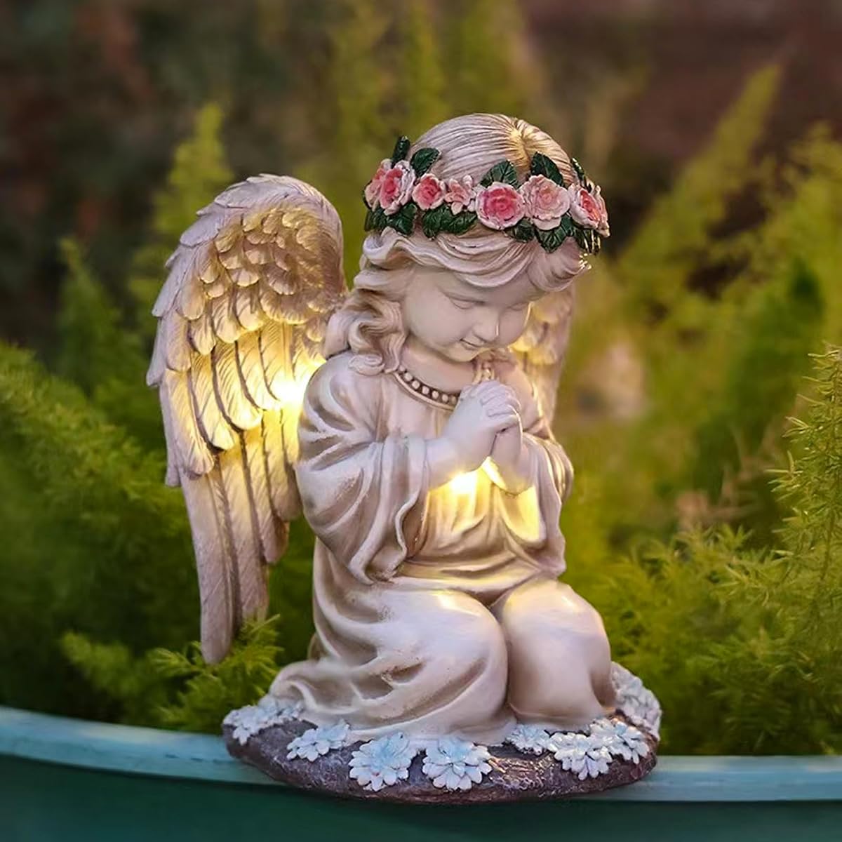 Solar Angel Garden Statues Outdoor,Garden Angel,Praying Angels Figurines | Kneeling Angel Girl,Angel Solar Lights,Home Decor for Patio Lawn Yard or Cemetery, Garden Gifts for Mom Grandma,Waterproof