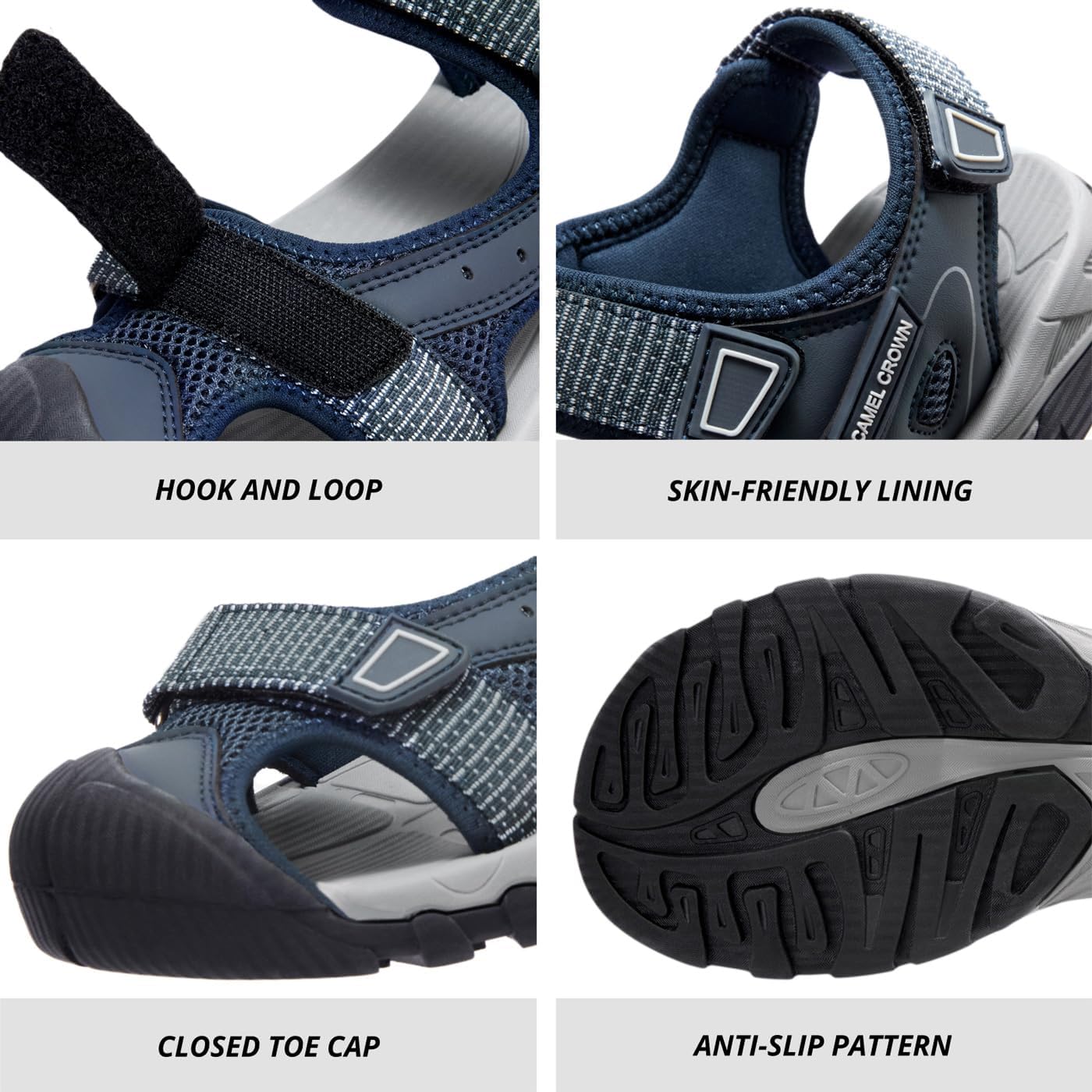 CAMEL CROWN Women's Hiking Sandals Waterproof Closed Toe Water Sandals Comfort Adjustable Athletic Outdoor Sandals for Summer Beach Hiker Trekking Camping