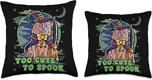 Miniatura 3 de BCC Chow Chow Shirts & Asian Dog Lover Gifts Chow Happy Halloween Costume Witch Throw Pillow, 18x18, Multicolor