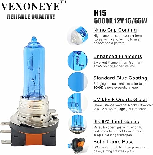 Miniatura 3 de VEXONEYE Bombilla halógena H15 H15 12V 1555W luces faro para A6 TIGUAN Golf GTI EDGE