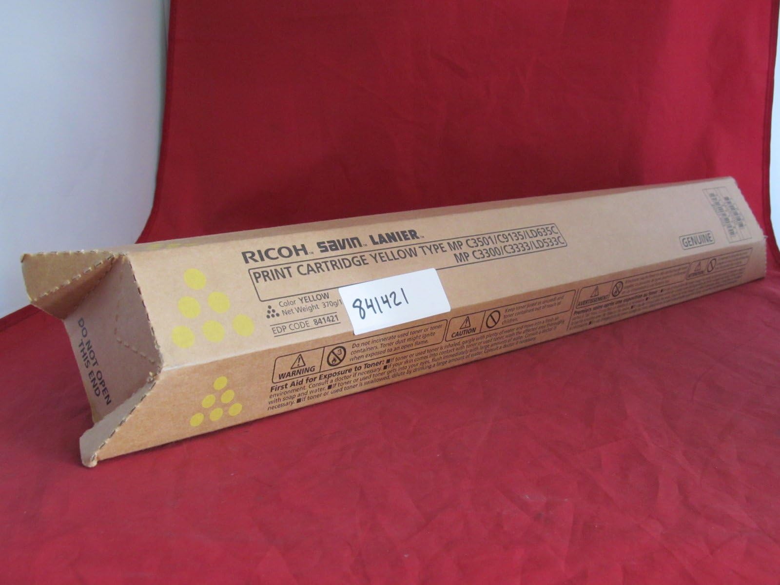 Ricoh 841421 Aficio MP C3001 C3501 Toner Cartridge (Yellow) in Retail Packaging