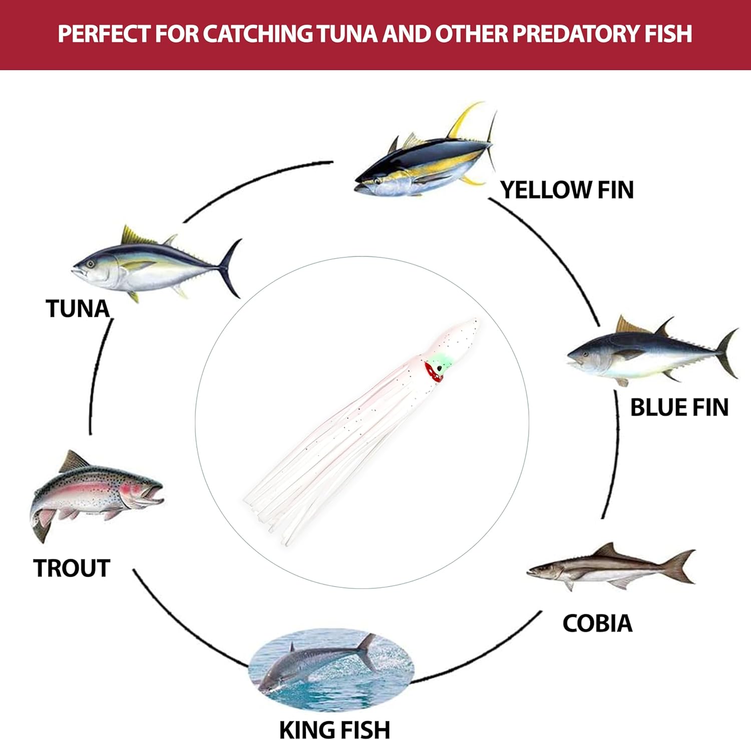 4.75" Hoochie Squid Skirts, 40 Pcs White Soft Plastic for Saltwater & Freshwater Trolling, Ideal for Tuna, Salmon, Mahi & Offshore Game Fishing