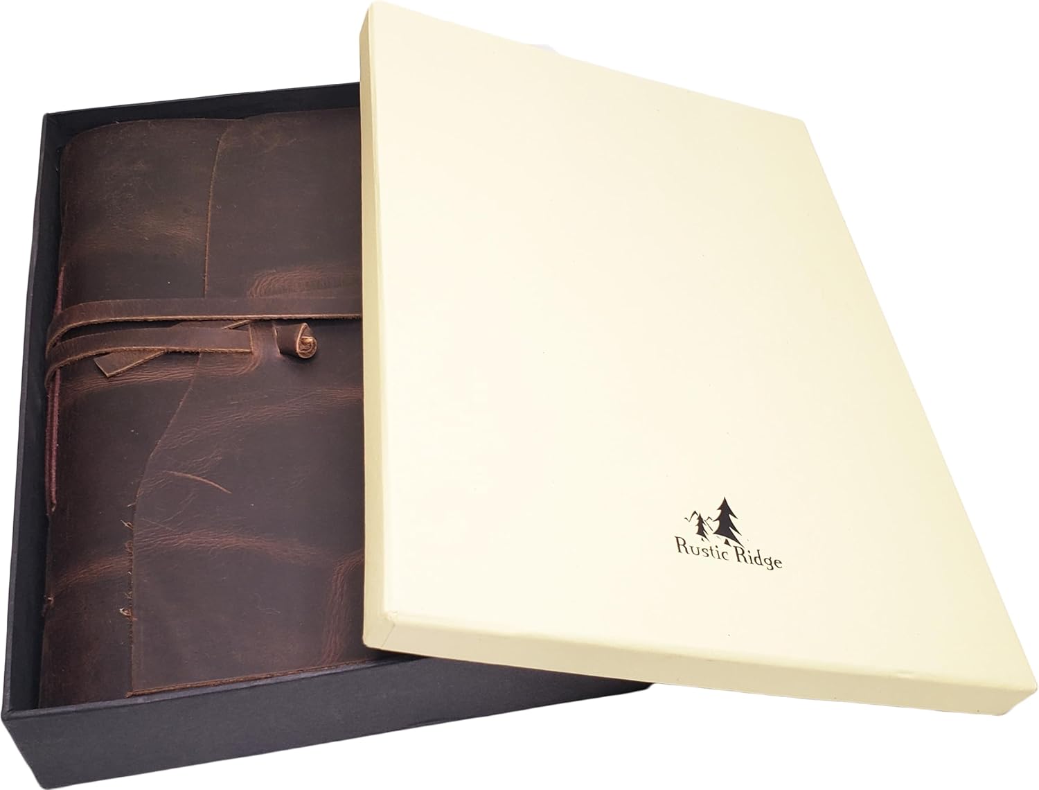 Large Vintage Leather Photo Album with Black Pages - Scrapbook Style Pages with Gift Box - Holds 100 4x6 or 5x7 Photos