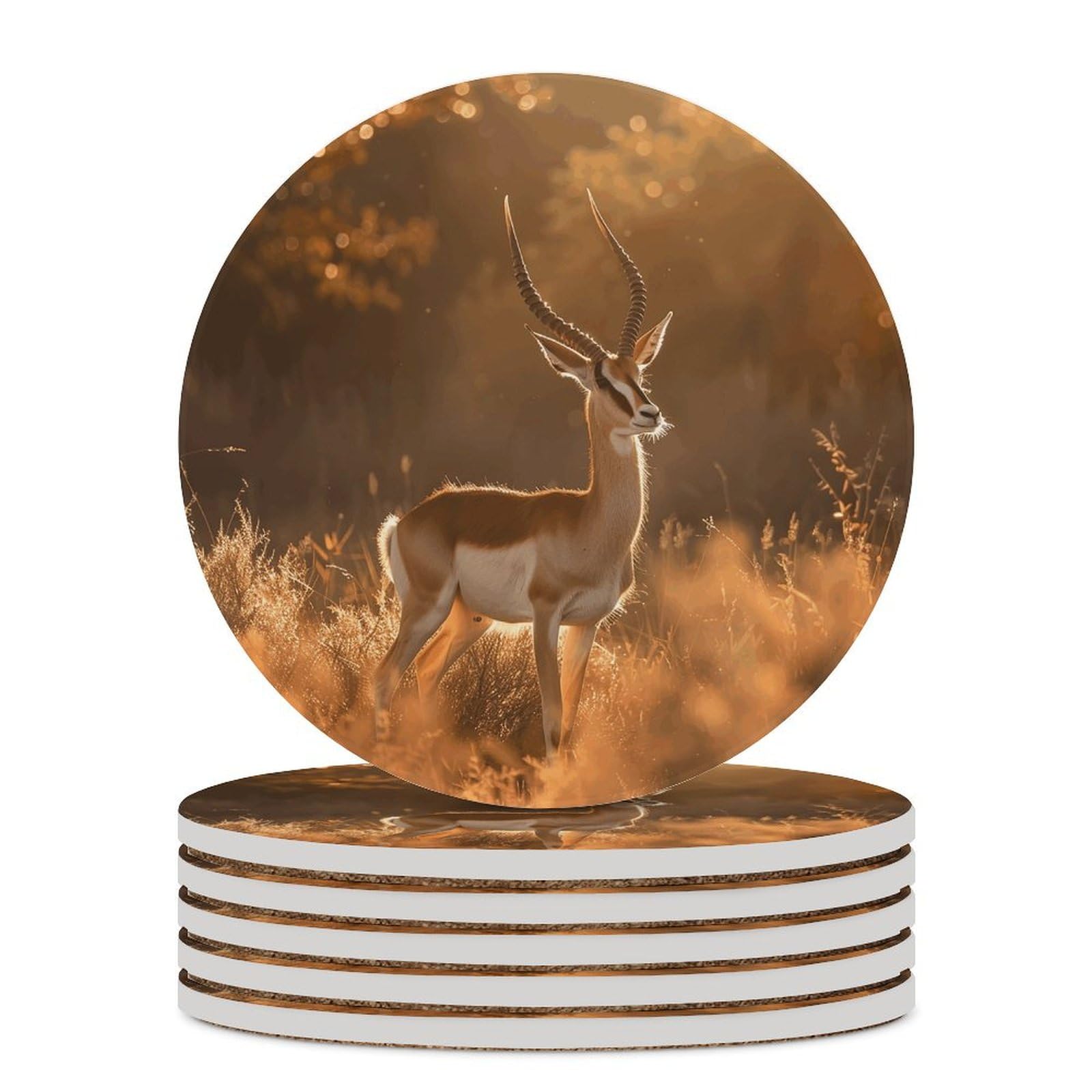 Dessous de verre en céramique lot de 6 avec support liège isolant pour table
