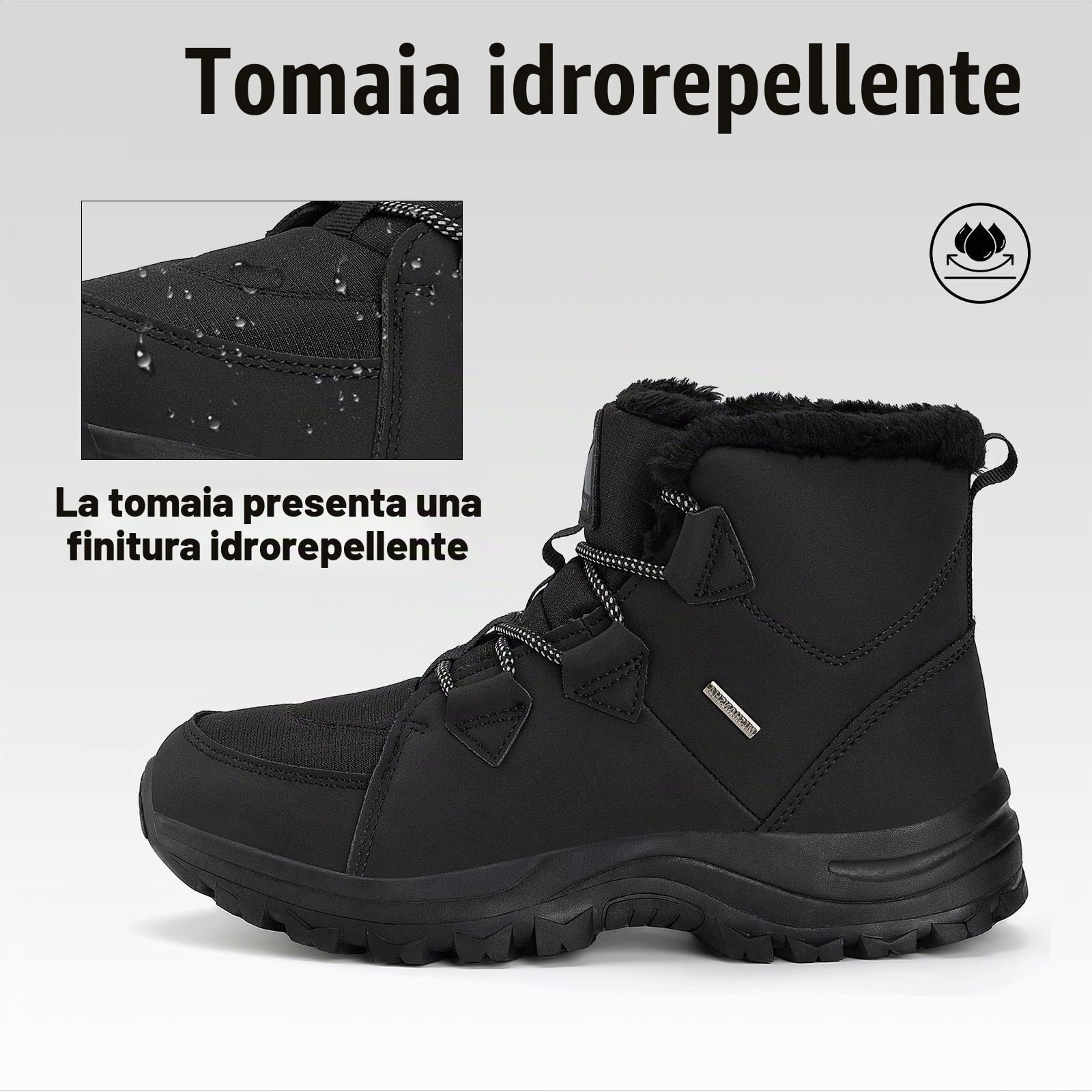 Mishansha Scarpe Donna Invernali Pelo Boots | Stivaletti，Impermeabili，Antiscivolo，Termico，per Passeggiate，Sci，Campeggio, Tempo