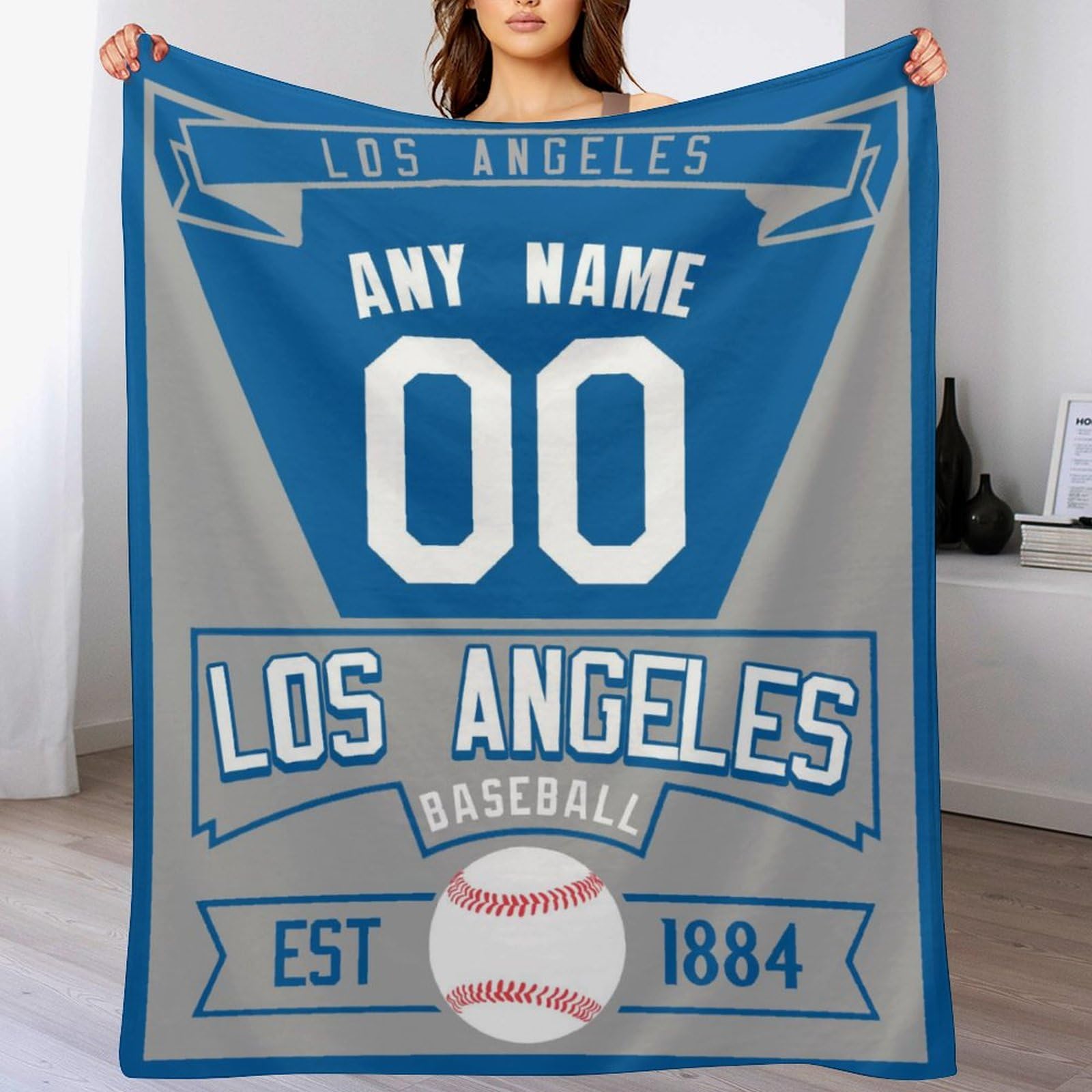 HDI7DEJ Custom Throw Blanket Baseball,Unisex-Adult Fleece Throw Blanket Personalized Fans Gifts for Men Add Name and Number, 50" x 40",60" x 50",80" x