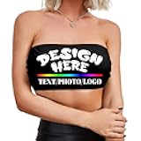 Custom Seamless Bandeau Tube Top for Women Personalized Your Own Image Text Logo Strapless Non-Padded Bra for Wife