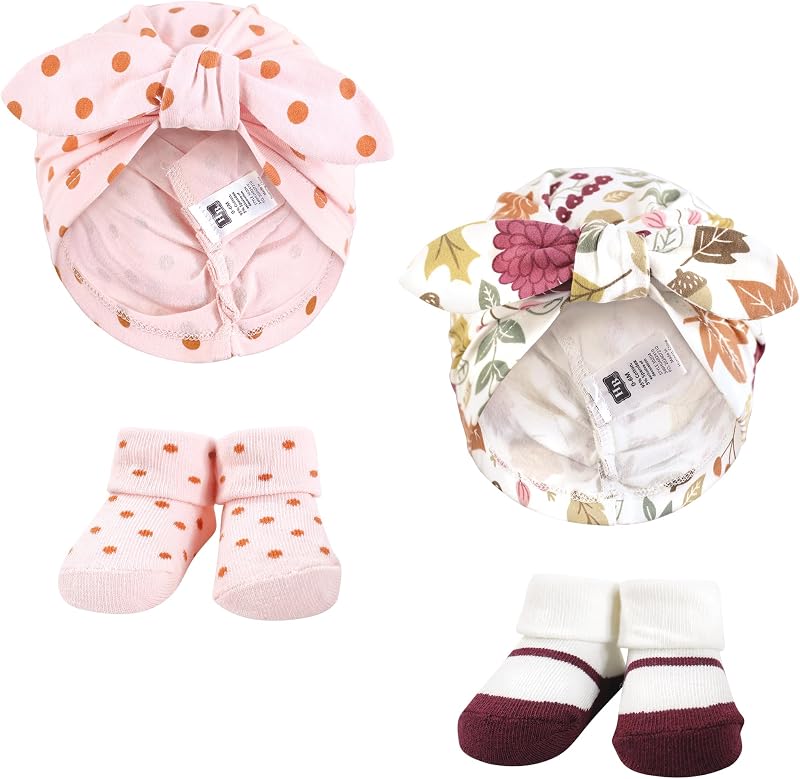 Hudson Baby Infant Girls Turban and Socks Set, One Size
