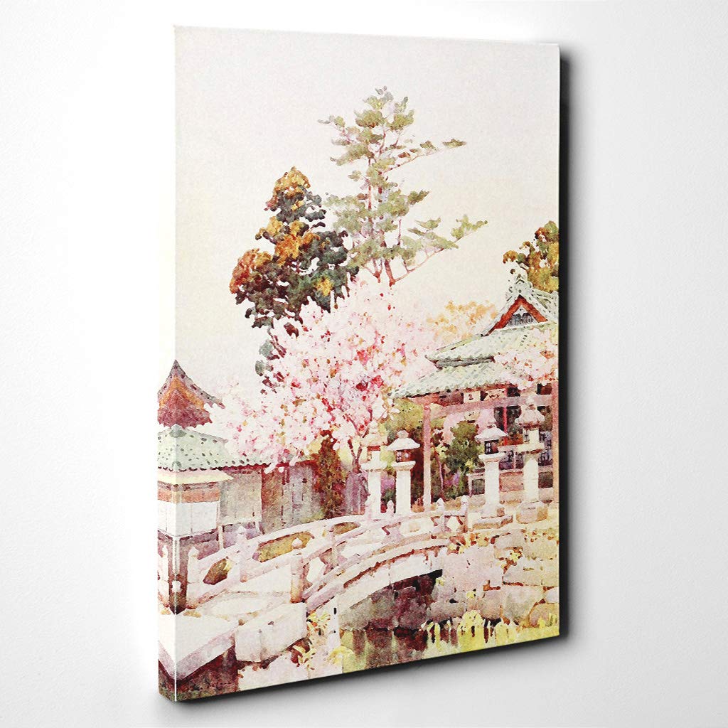 Ella Du Cane Japanese Oriental A Shrine at Kyomidzu Canvas Print | Gallery Wrapped 30mm Frame Wall Art | 30x20 inches | Ready to Hang | Asian Picture | Living Room Bedroom Lounge Office