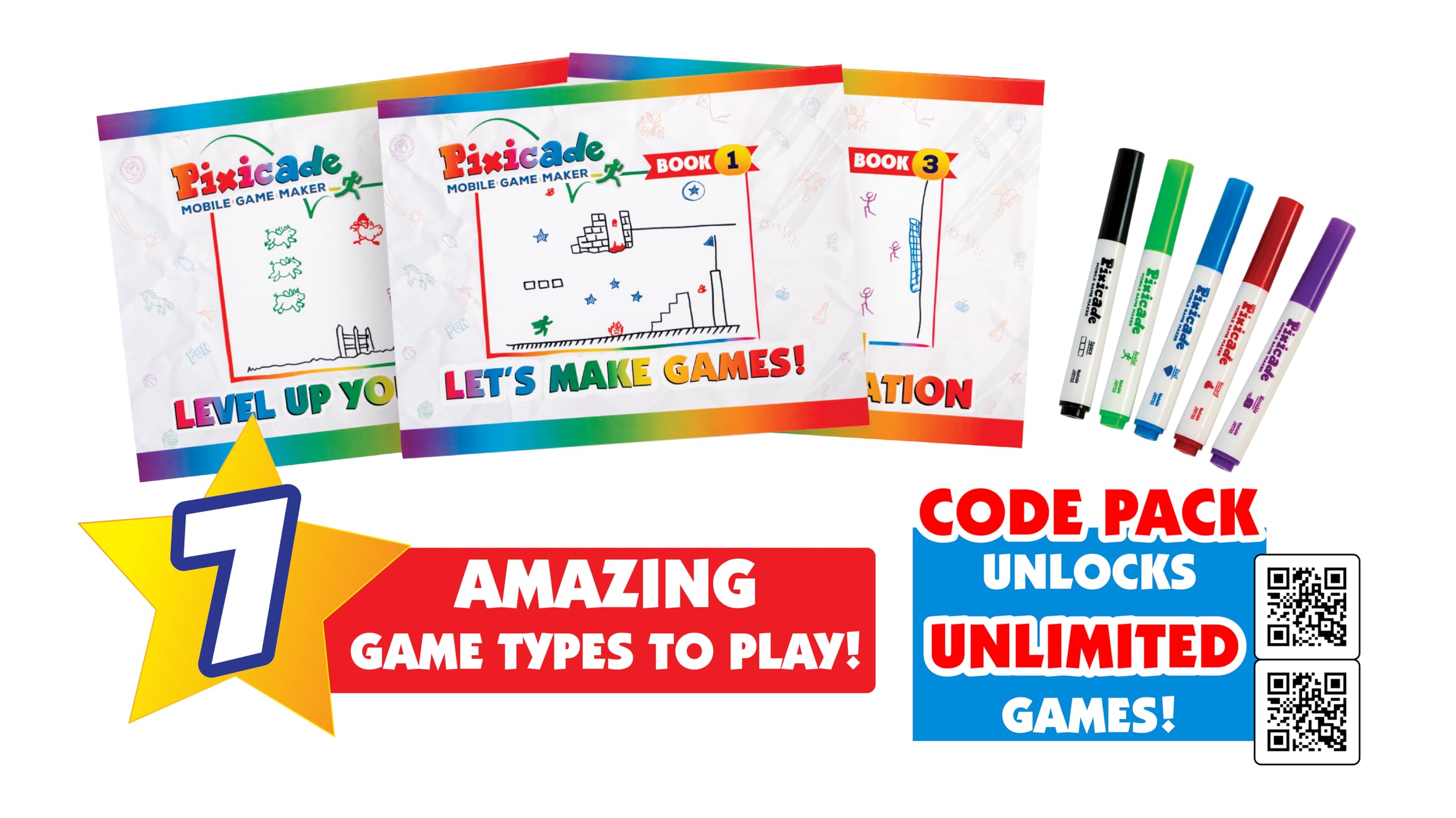 Pixicade Unlimited: Transform Creative Drawings to Animated Playable Kids Games On Your Mobile Device - Build Your Own Video Game - Award Winning STEM Toys for Ages 6 - 12+