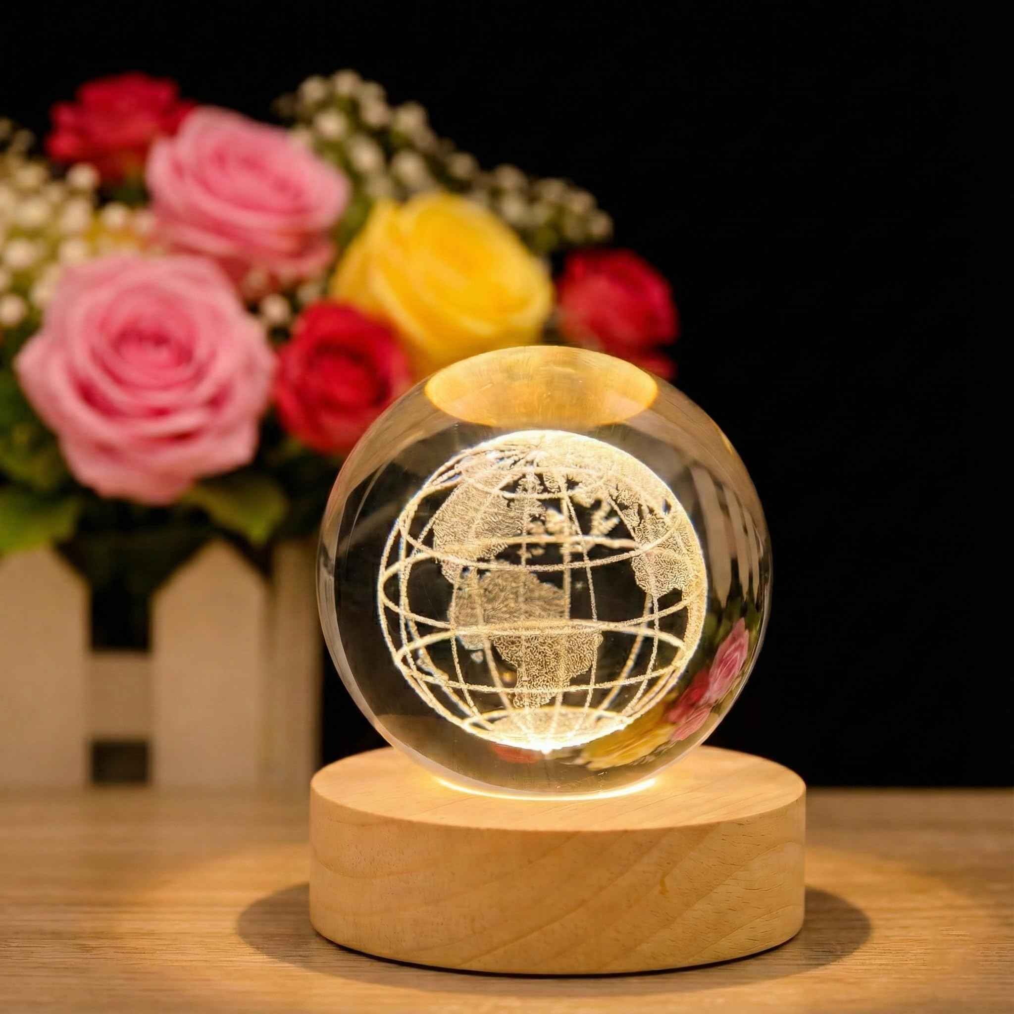 Buy Next Gen Living 3D Engraved World Map Crystal Ball Night Lamp