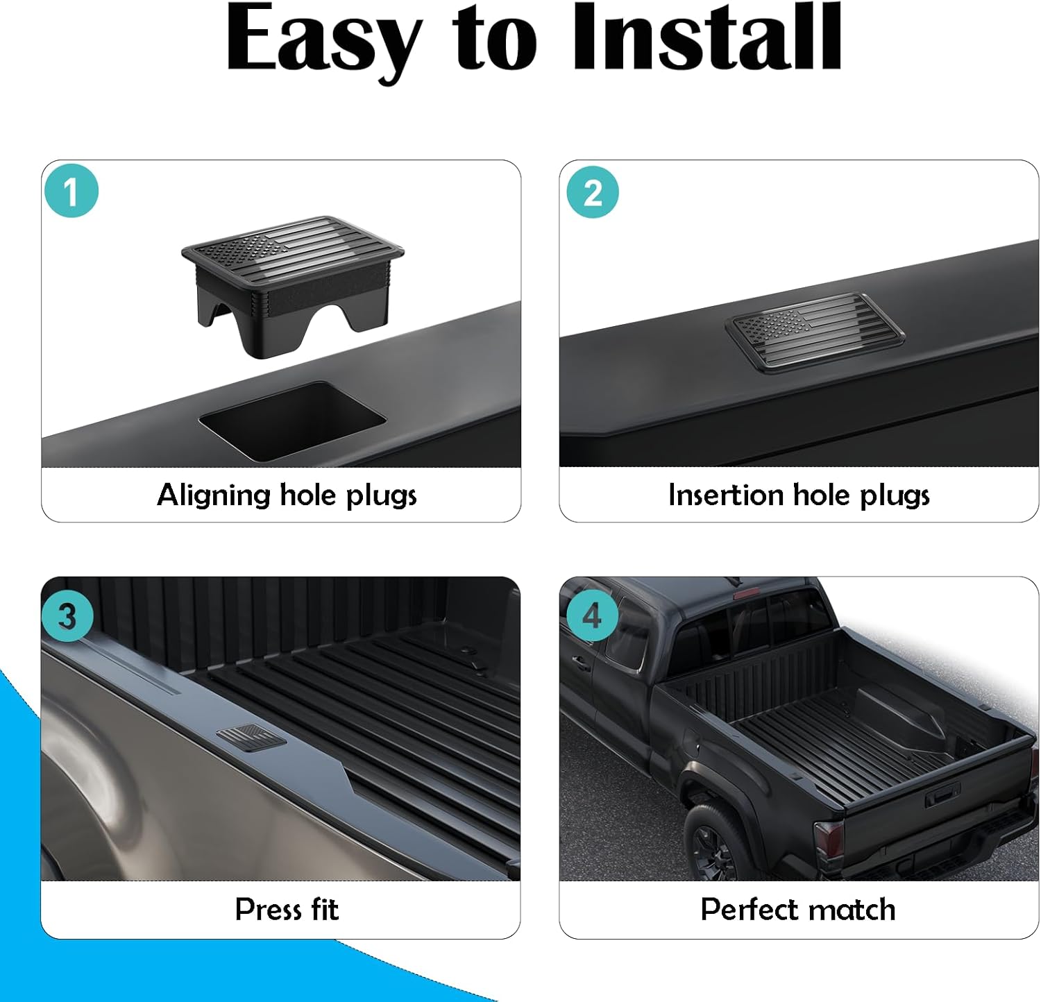 Ram 1500 アメリカ国旗杭ポケットカバー、後部トラック荷台レールステークポケットカバー 2019 2020 2021 2022