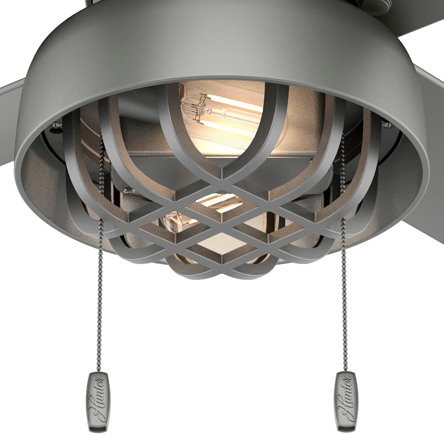 Hunter Fan Company, 50339, 52 inch Spring Mill Matte Silver Indoor / Outdoor Ceiling Fan with LED Light Kit and Pull Chain