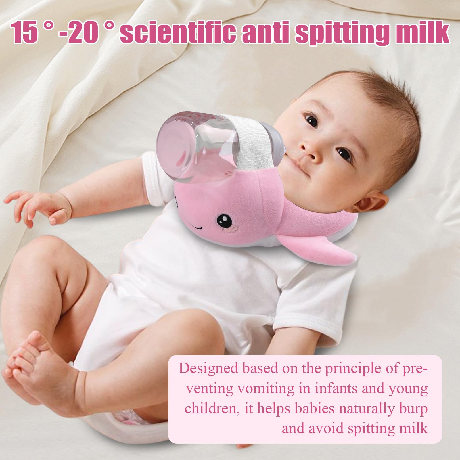 Generisch Plüsch Flaschenhalter-Kissen für Babys, ergonomische Freihand-Stillhilfe für die Fütterung, niedliches Wal-Design als Pflegehelfer, maschinenwaschbar und weich