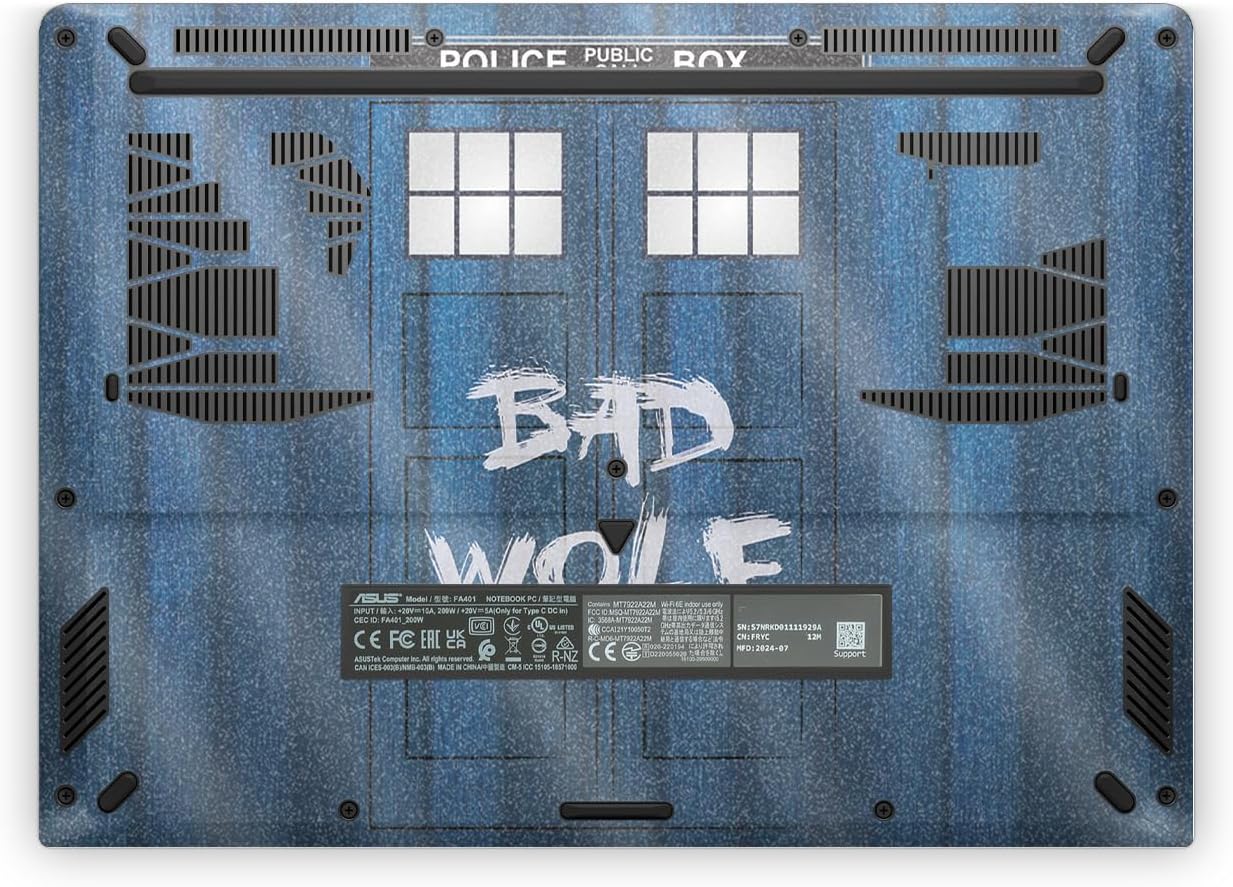 Glossy Glitter Laptop Skin Compatible with Asus TUF Gaming A14 (2026) - Time Lord Box - Premium 3M Vinyl Protective Wrap Decal Cover - Easy to Apply | Crafted in the USA by MightySkins