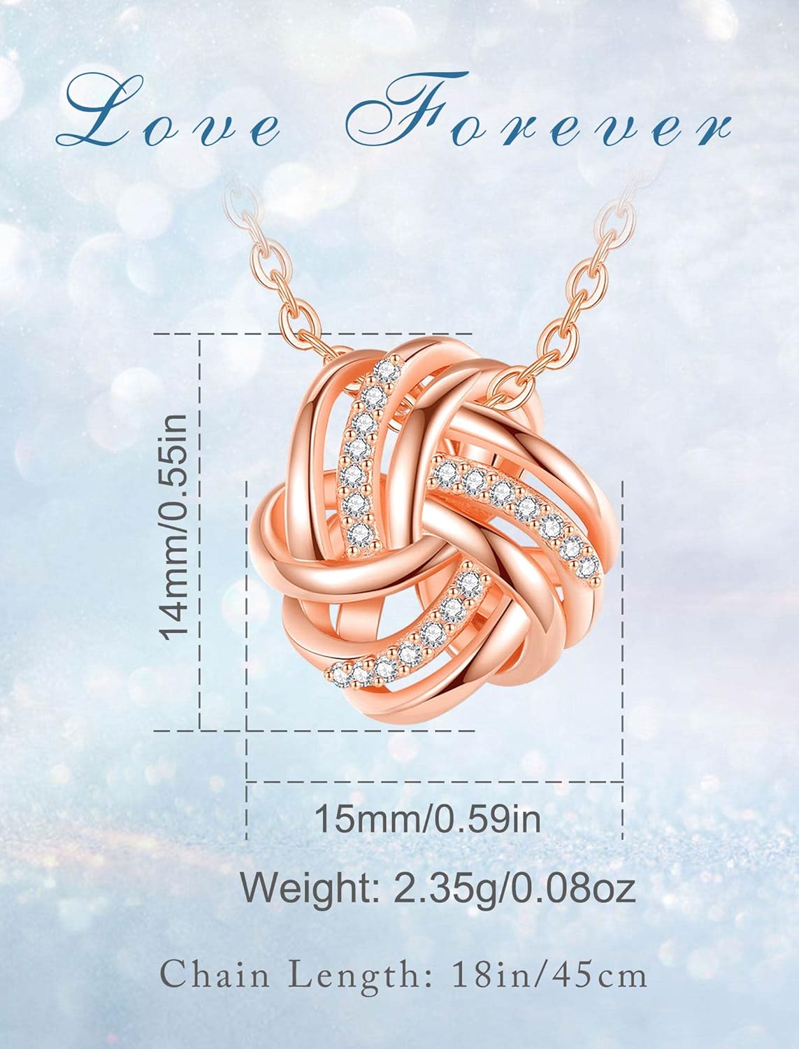 INFUSEU Sterling Silver Love Knot Earrings Necklaces for Women Girls, Romantic Love Forever Gifts for Girlfriend/Wife/Daughter