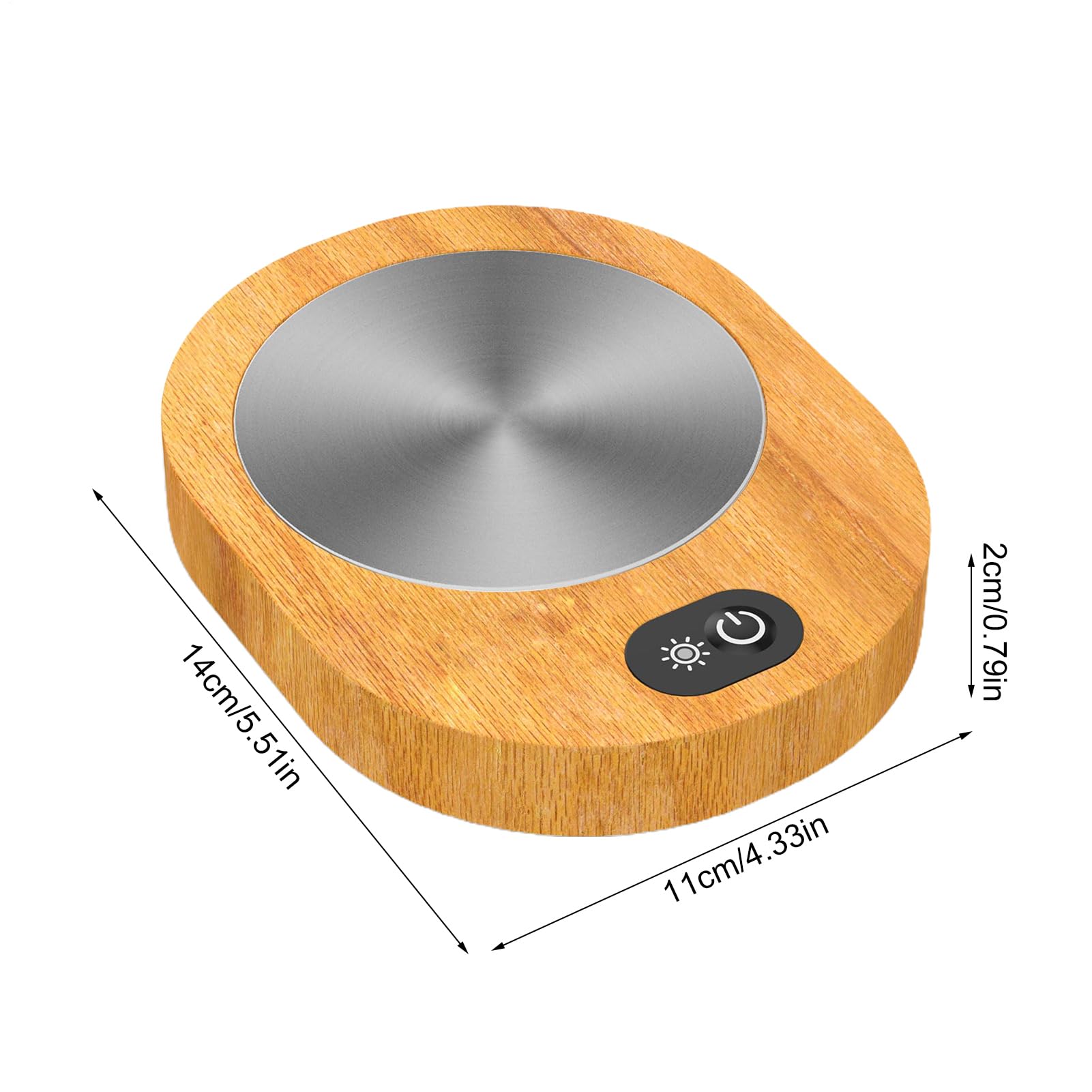 Kaffeetassenwärmer Elektrisch | Schreibtisch Tassenwärmer mit Konstanter Temperatur 55–65 °C | Wiederaufladbar, USB betrieben | Holzmaserung Design für Kaffee, Tee, Heiße Getränke Zuhause & Büro